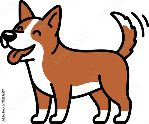 Happy Brown and White Cartoon Dog Wags Tail