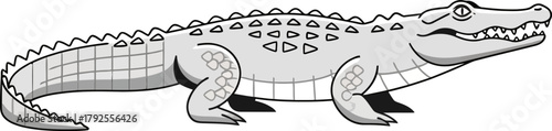 Black and white crocodile illustration