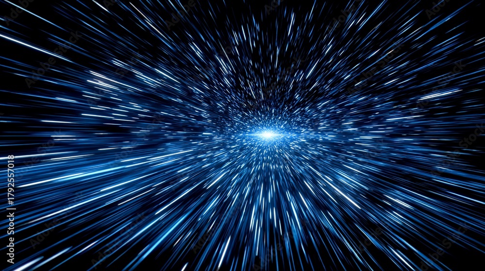 Fototapeta premium Abstract blue light streaks creating a sense of speed and technological advancement