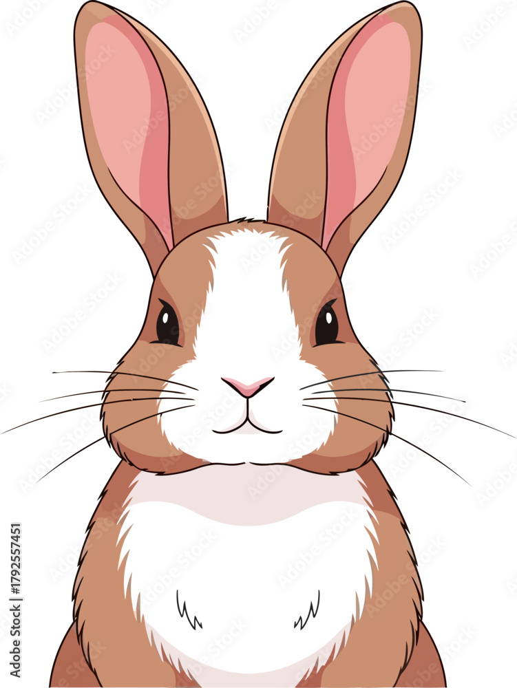 Fototapeta premium Cute Brown and White Rabbit Cartoon Character