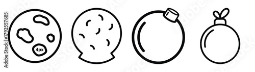 christmas snowball line art icon set. Christmas outline Vector illustration icons.