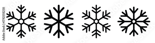 holiday snowflake line art icon set. Christmas outline Vector illustration icons.