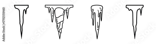 icicle line art icon set. Christmas outline Vector illustration icons.
