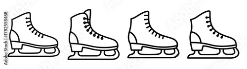 ice skate line art icon set. Christmas outline Vector illustration icons.