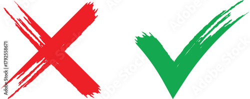 Brush Style Check and Cross Symbols for UI and Educational Use