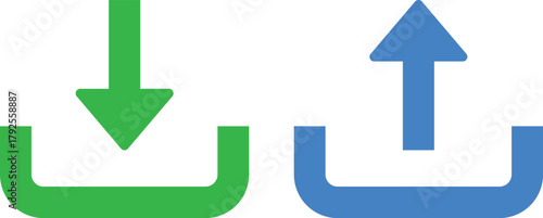 Upload and Download Icons for Data Transfer and Cloud Storage