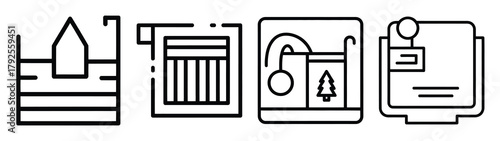 christmas carol line art icon set. Christmas outline Vector illustration icons.