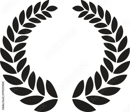 Black Laurel Wreath Vector for Awards, Emblems, and Victory Icons