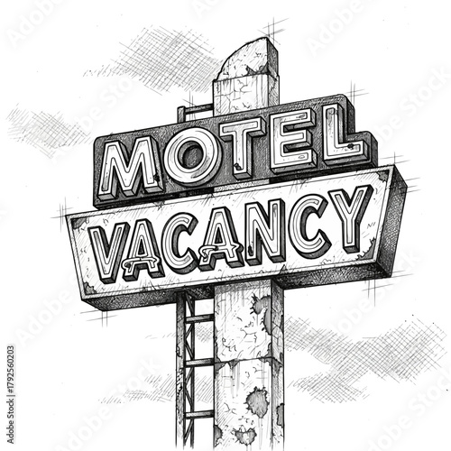 Retro Motel Vacancy Sign Sketch: A Nostalgic Reminder of Roadside America
