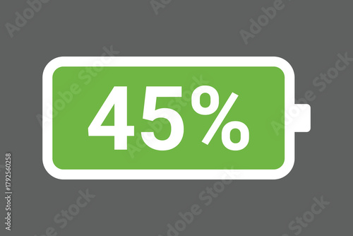 Green Battery Icon Showing 45% Charge – Digital Power Level Stock Image