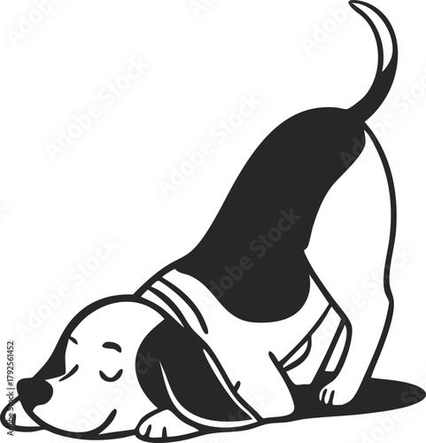 Playful Puppy: A charming cartoon puppy engages in a playful moment, depicted in a stylish illustration that conveys a sense of lightheartedness and joy.