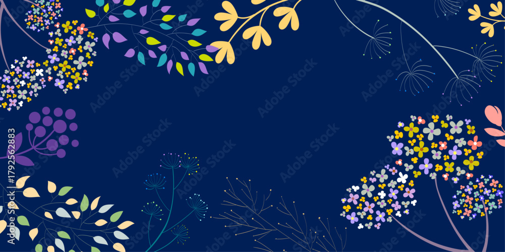 Fototapeta premium fish in the water. Seamless blue fish pattern with golden stars and abstract night sky design. 