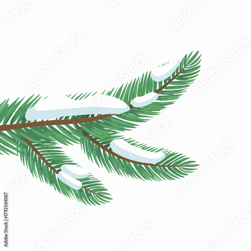 Snow-Covered Evergreen Branch: A Winters Tale in Green and White.