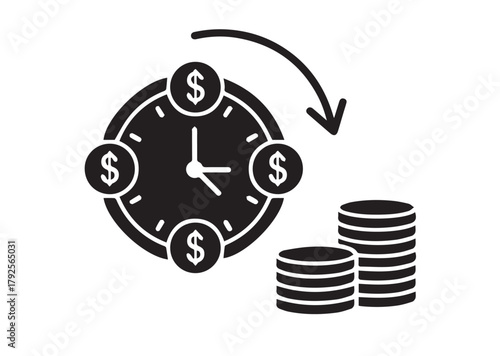 Time is money icon, Time is money silhouette vector