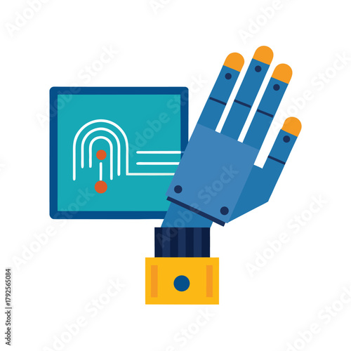 Robotic hand interacting with a digital interface artificial intelligence