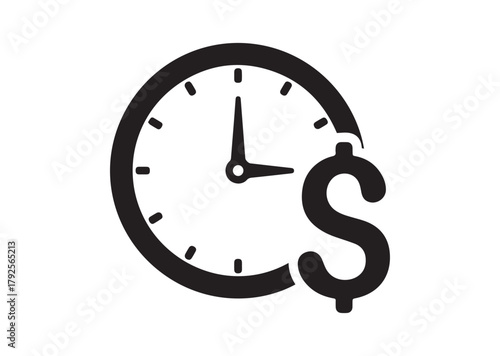 Time is money icon, Time is money silhouette vector