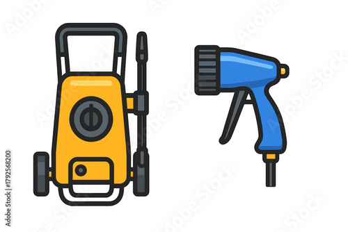 Professional high pressure washer machine and handheld water spray nozzle tool