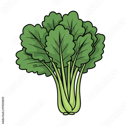 Illustration of a Vibrant and Healthy Bunch of Mustard Greens, Artistic