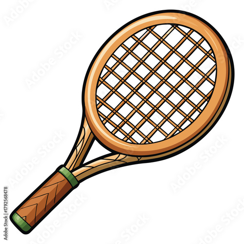 Wooden Tennis Racquet Illustration