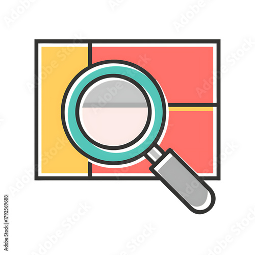 Magnifying Glass Icon Set Search, Zoom, and Analysis Symbols in Color and Black and White