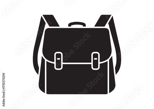 School bag icon, School bag silhouette vector