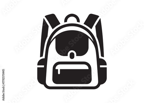 School bag icon, School bag silhouette vector