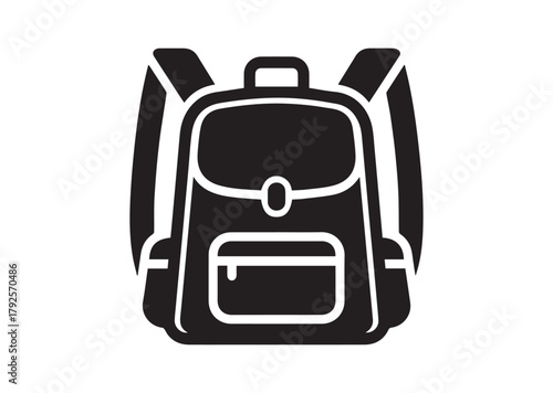 School bag icon, School bag silhouette vector