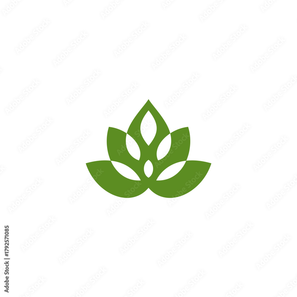 Naklejka premium Green leaf icon logo. Simple flat ecology, eco green, nature, organic, spring, floral, plant, environment concept. isolated on white background.