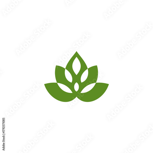 Green leaf icon logo. Simple flat ecology, eco green, nature, organic, spring, floral, plant, environment concept. isolated on white background.