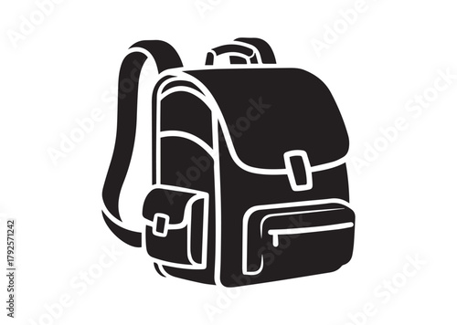 School bag icon, School bag silhouette vector