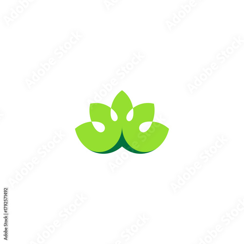 Green leaf icon logo. flat ecology, eco green, nature, organic, spring, floral, plant, environment concept.