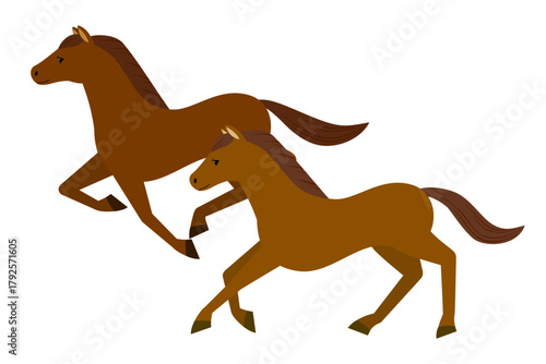 走る二頭の裸馬