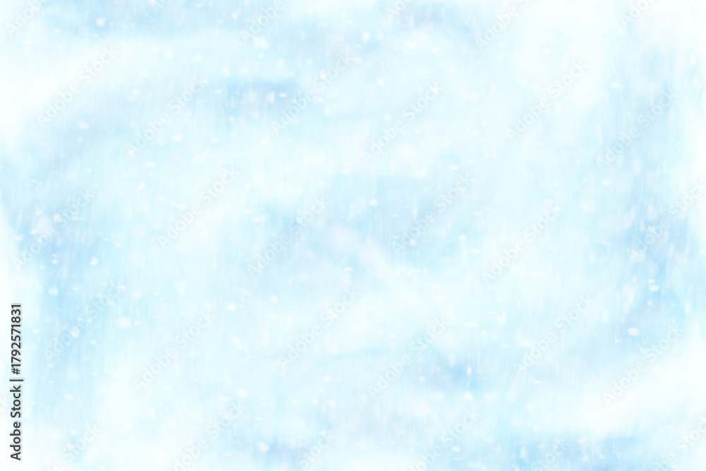 Fototapeta premium Abstract winter background, white blue blurred backdrop, snowflake and snowstorm design, nature