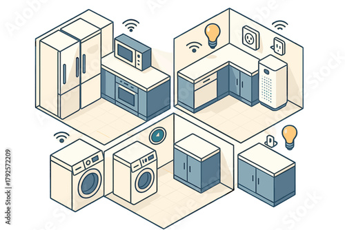 Modular isometric layout of connected smart home appliances and wireless devices
