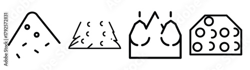 snowfall line art icon set. Christmas outline Vector illustration icons.