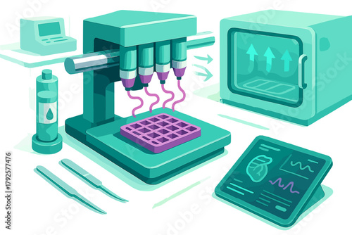 Bioprinting machine manufacturing biological tissue structure using bio-ink