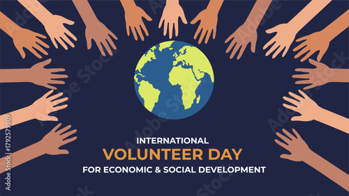 International volunteer day for economic and social development flyer illustration