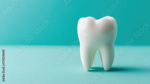 Healthy White Tooth Model on Blue