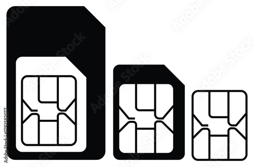 SIM Card Icons Set – Mobile Network and Communication Chip Vector Collection