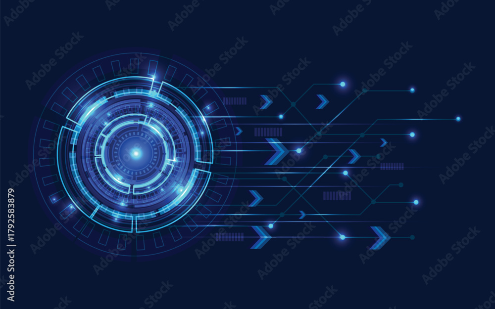 Naklejka premium Digital business, vector tech circle and technology background