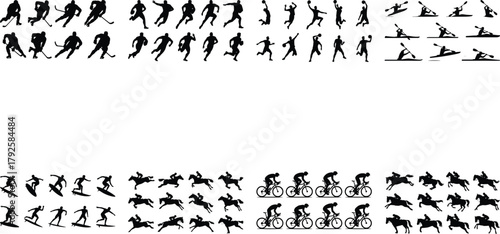 Collection of silhouettes depicting various sports and activities