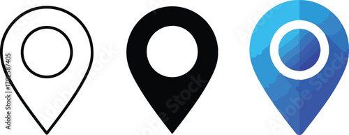 Location Marker Icon Variations (Outline, Solid, Polygonal)