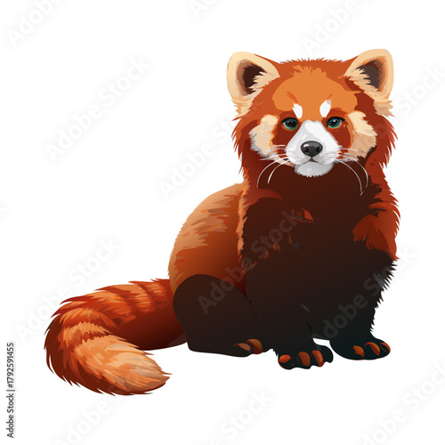 Cute red panda mammal with a smile in the wild, an endangered species also known as the lesser panda or firefox from China
