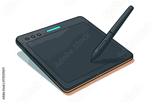 Modern digital drawing tablet and stylus pen for graphic design and creative work