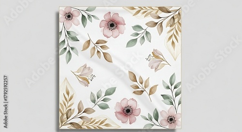 Soft Botanical Watercolor Hijab Pattern with Pastel Florals