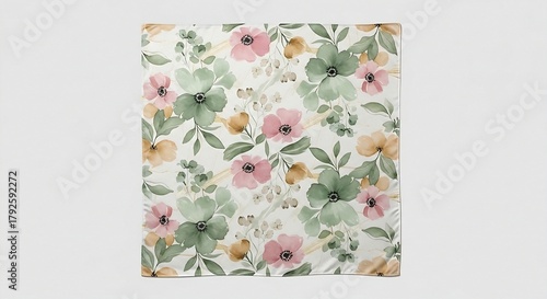 Soft Botanical Watercolor Hijab Pattern with Pastel Florals