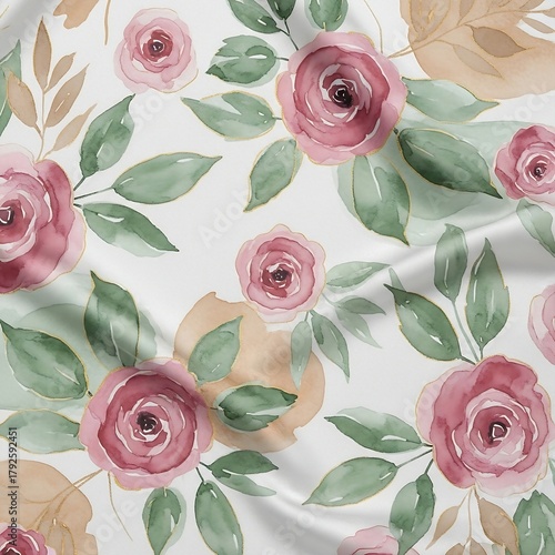 Soft Botanical Watercolor Hijab Pattern with Pastel Florals