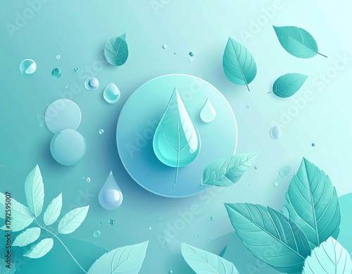 Pastel 2D abstract composition with floating medical icons and organic shapes