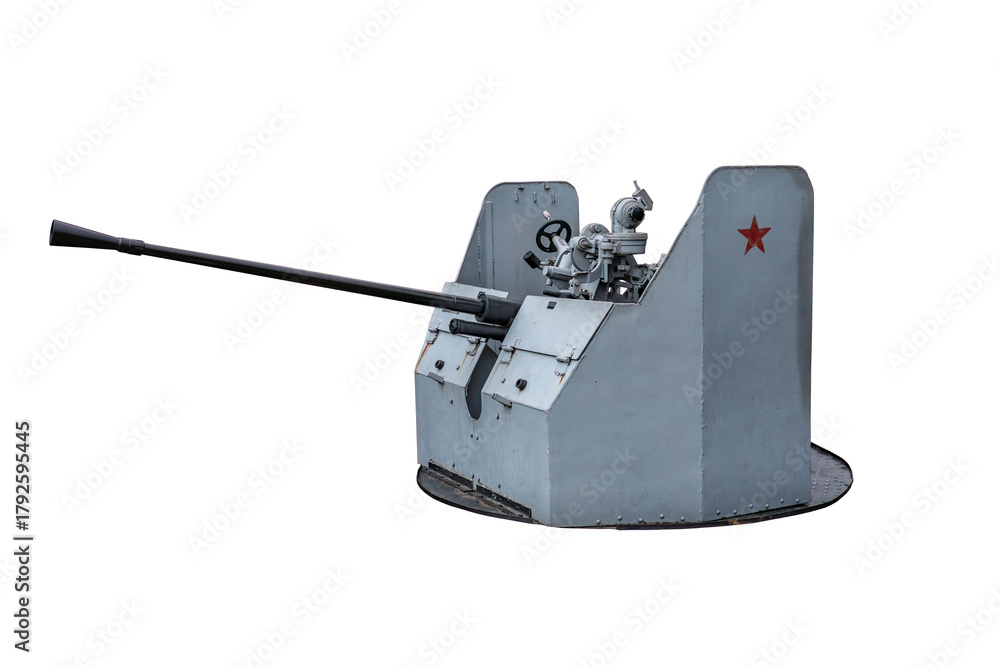 Fototapeta premium Soviet 37 mm automatic air defense gun 70-K on white