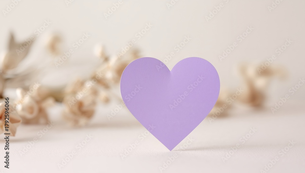 Fototapeta premium An Abstract Heart in a Delicate Setting, A Quiet Display of Softness and Form.
